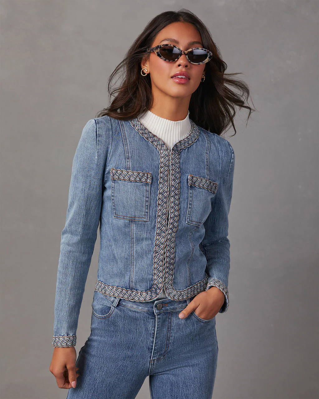 Farrow Braided Denim Tailored Jacket - Image 5