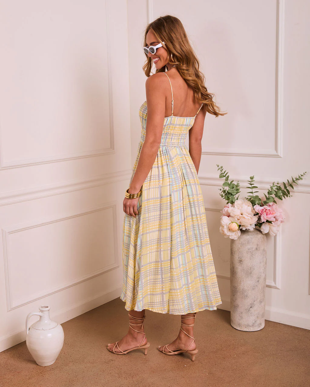 Misty Aura Plaid Midi Dress - Image 4