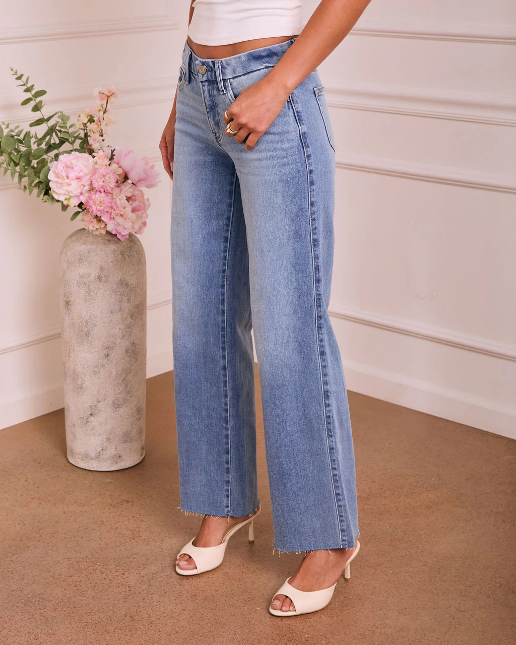 Feldah Stretch Mid Rise Wide Leg Jeans - Image 3