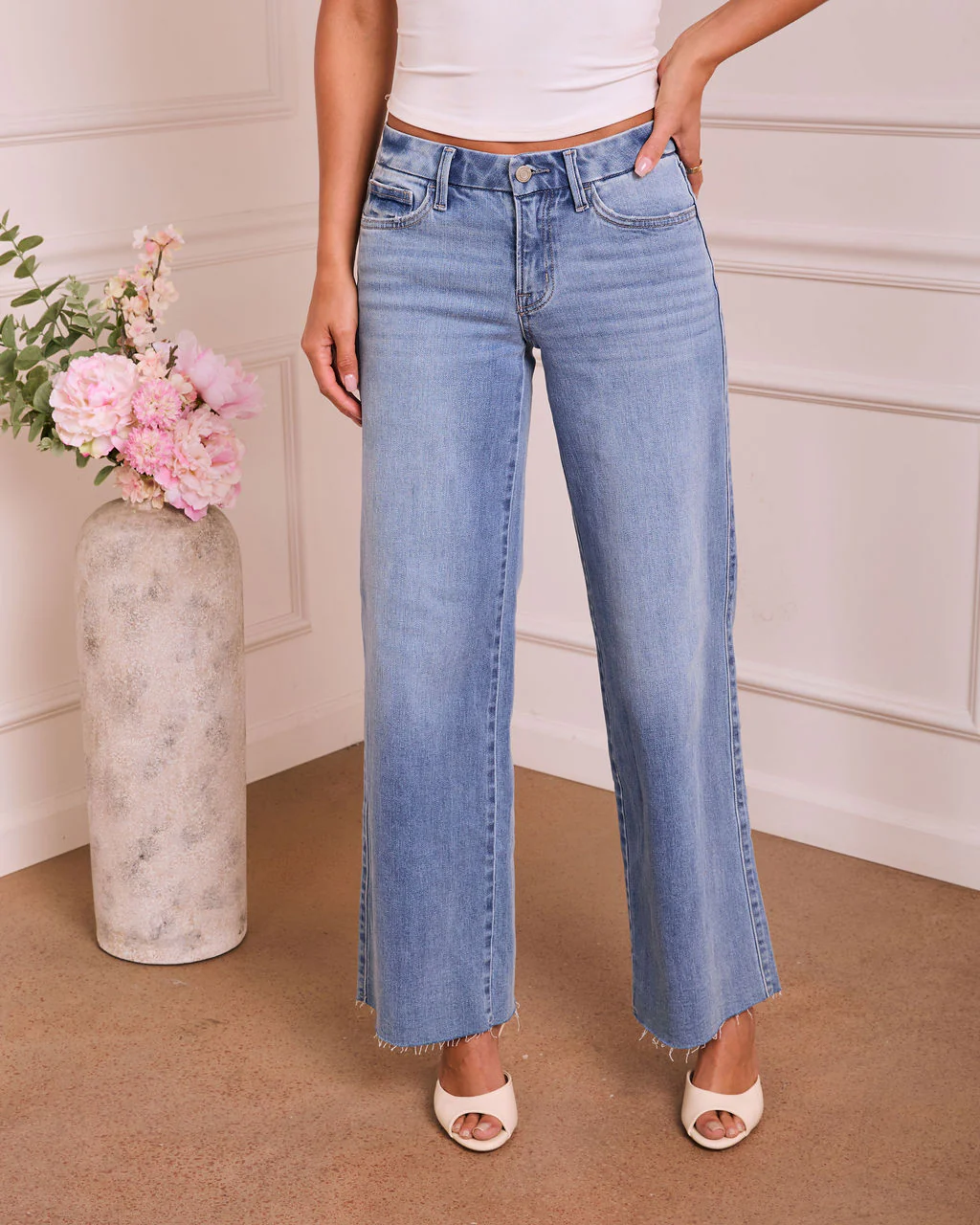 Feldah Stretch Mid Rise Wide Leg Jeans - Image 5