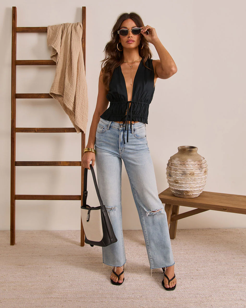 Fellie Front Tie Hem Tank - Image 2