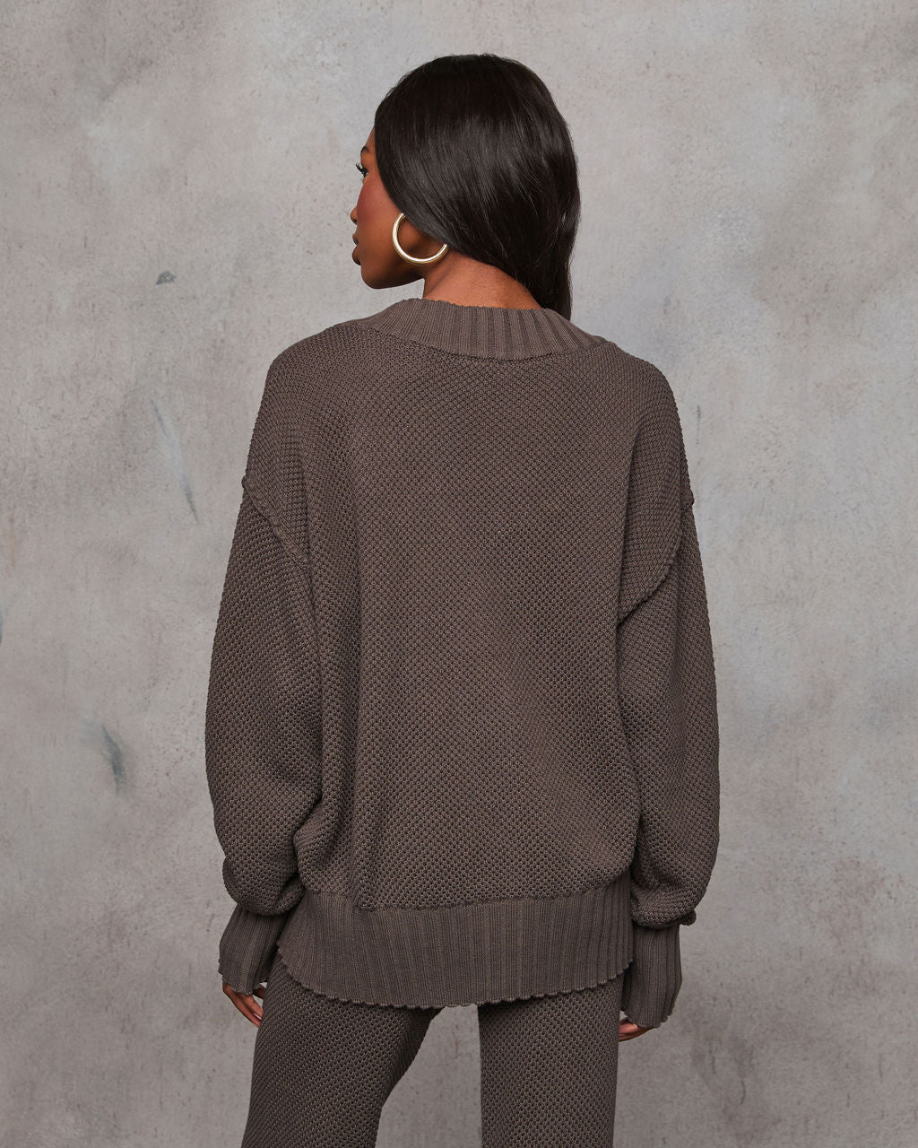 Find The Calm Front Button Textured Knit Cardigan - Image 4