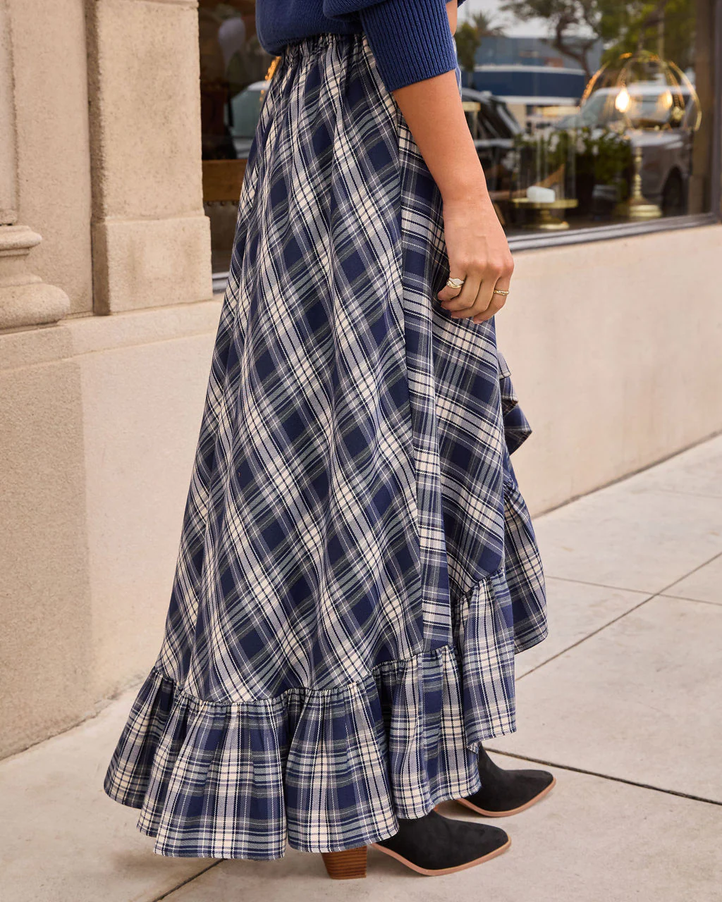 Fiorah Plaid High Low Midi Skirt - Image 4