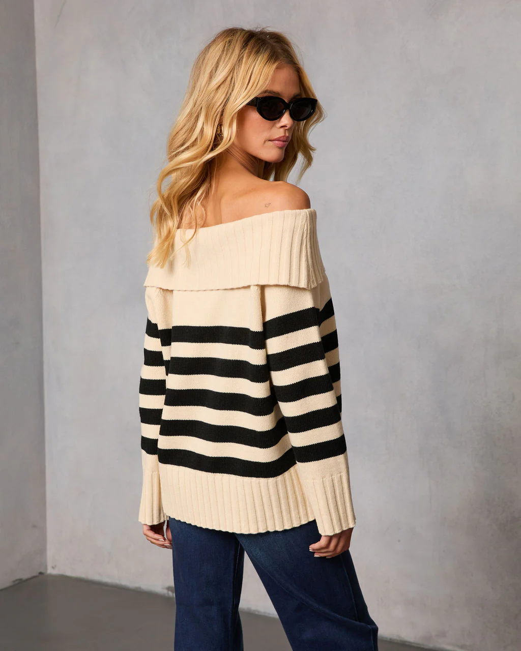 Fireside Favorite Striped Off The Shoulder Sweater - Image 4