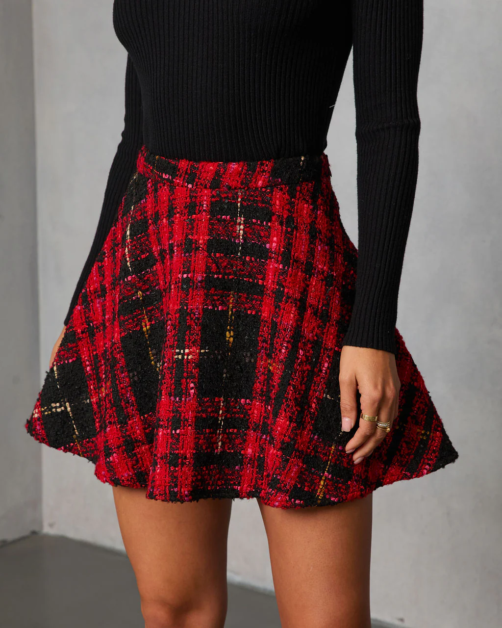 Fireside Manor Tweed Plaid Mini Skirt - Image 3