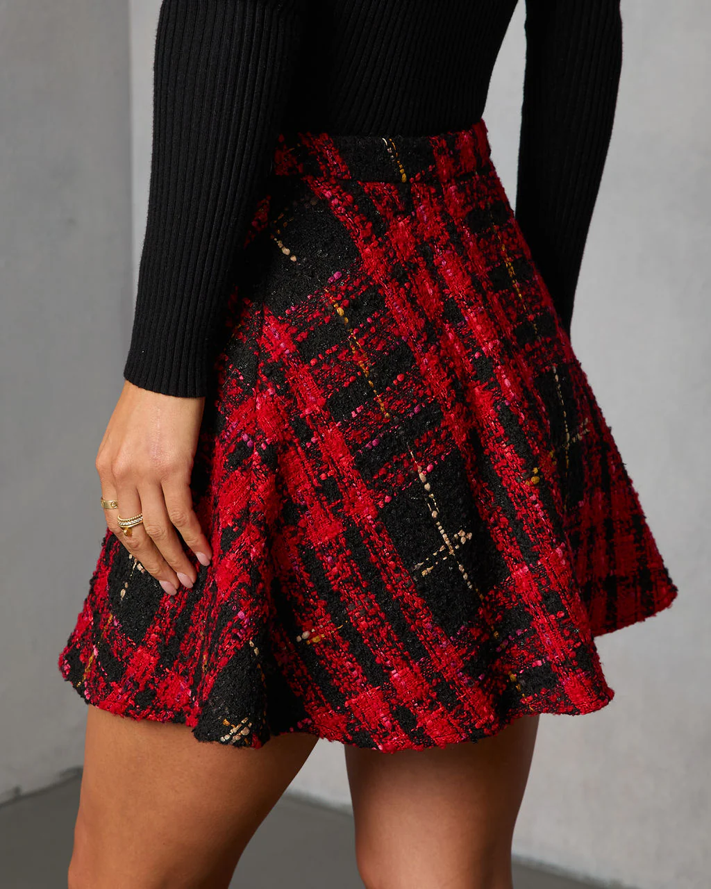Fireside Manor Tweed Plaid Mini Skirt - Image 4