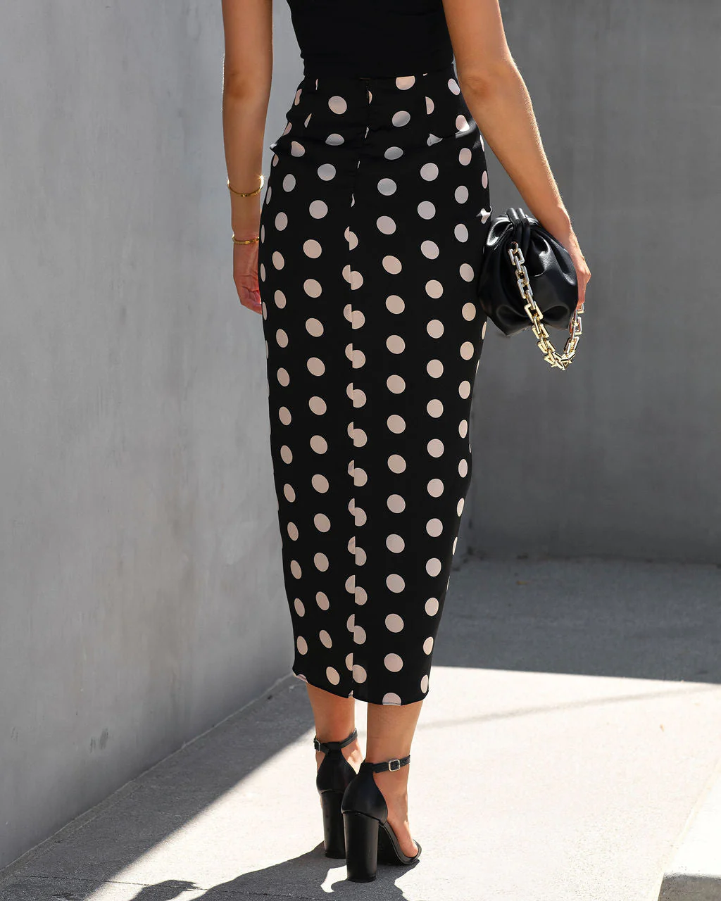 Flawless And Classy Polka Dot Drape Midi Skirt - Image 4