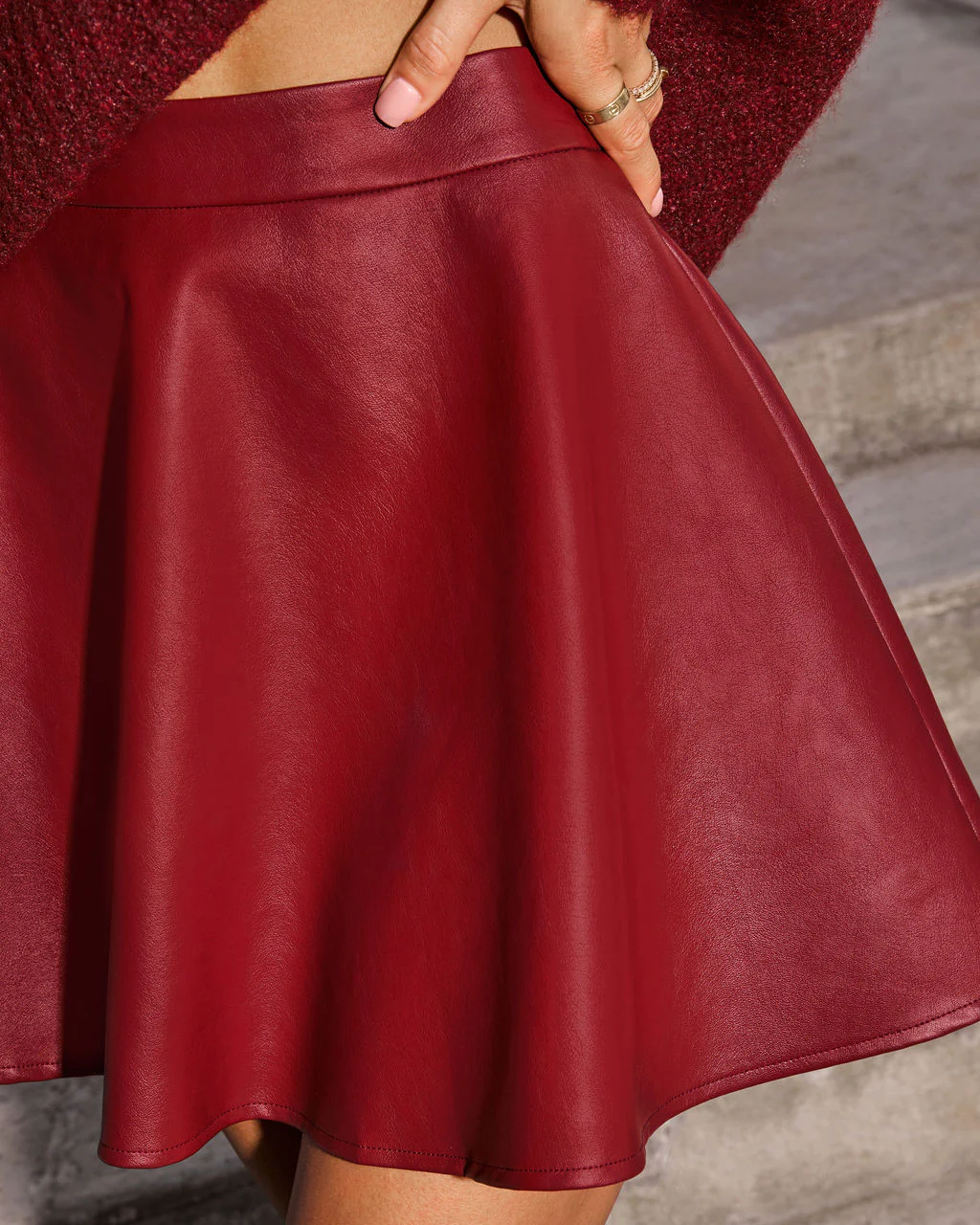 Flirt Edit Pleated Leather Mini Skirt - Image 6