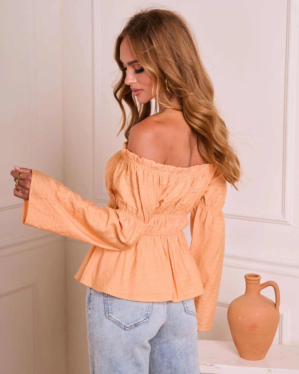 Flowy Moment Off The Shoulder Peplum Top - Image 4