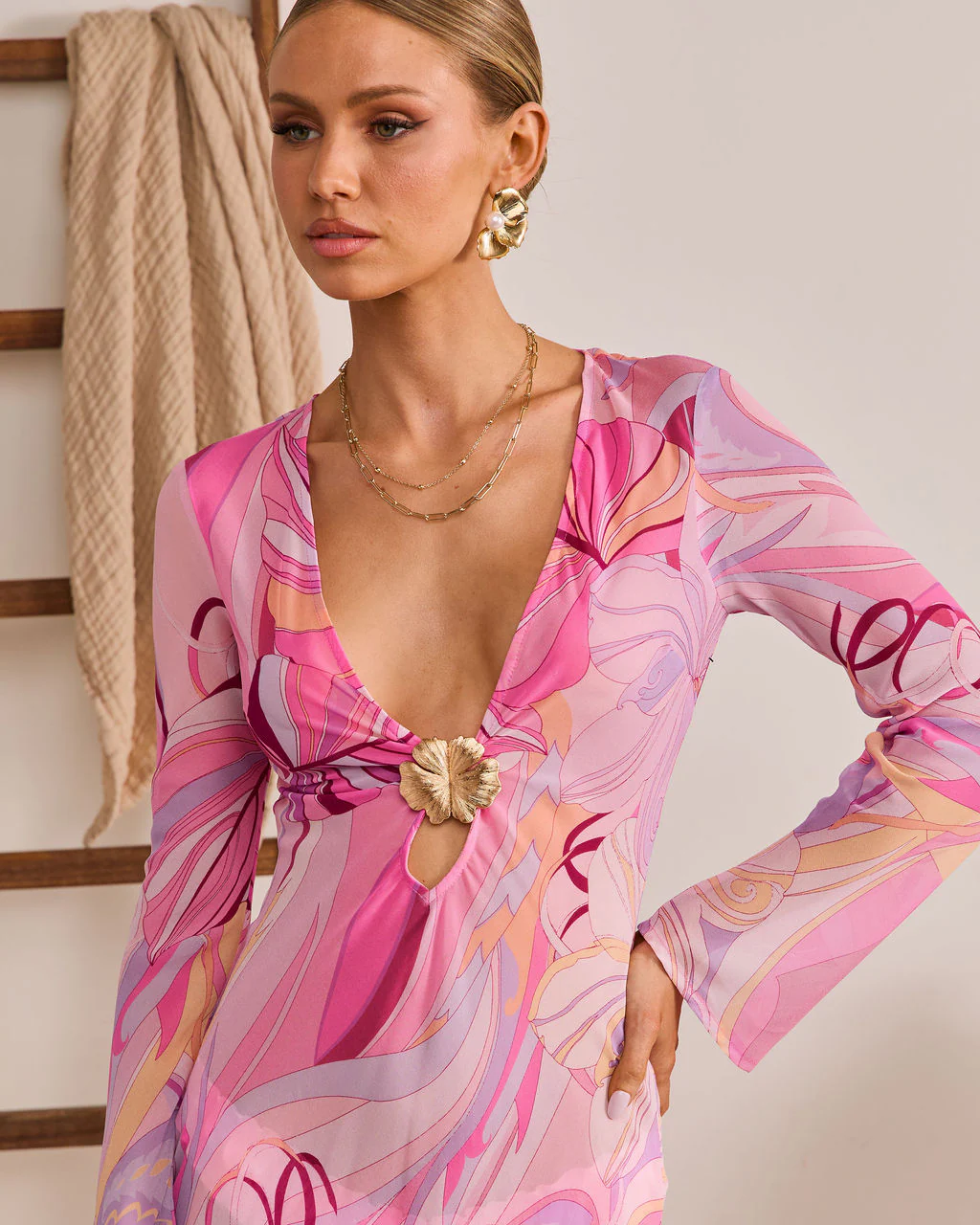 Fluid Shift Abstract Mesh Cover Up Dress - Image 6