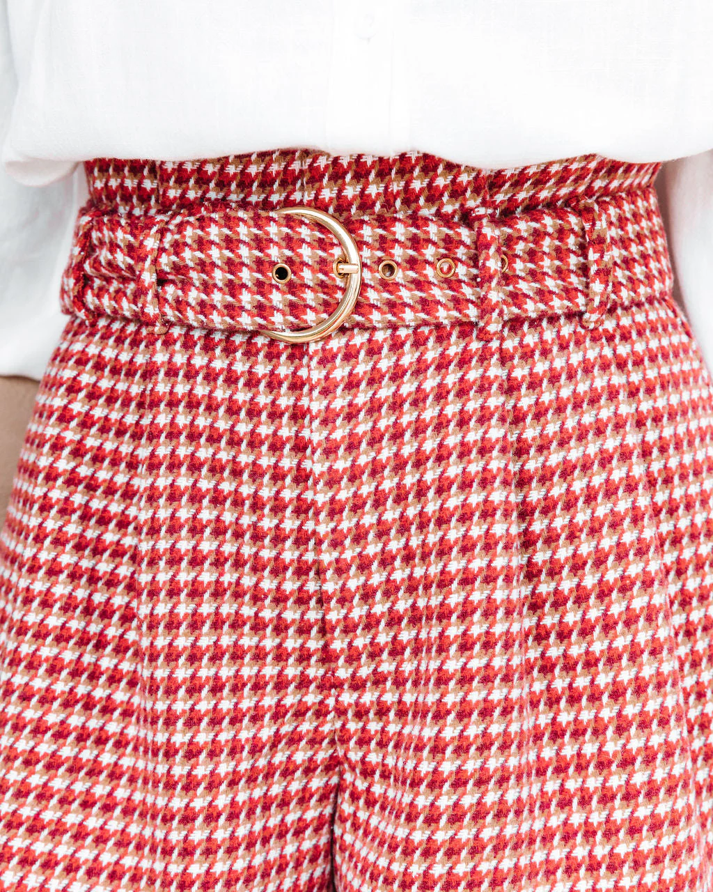 For The Record Houndstooth Belted Shorts - Image 10