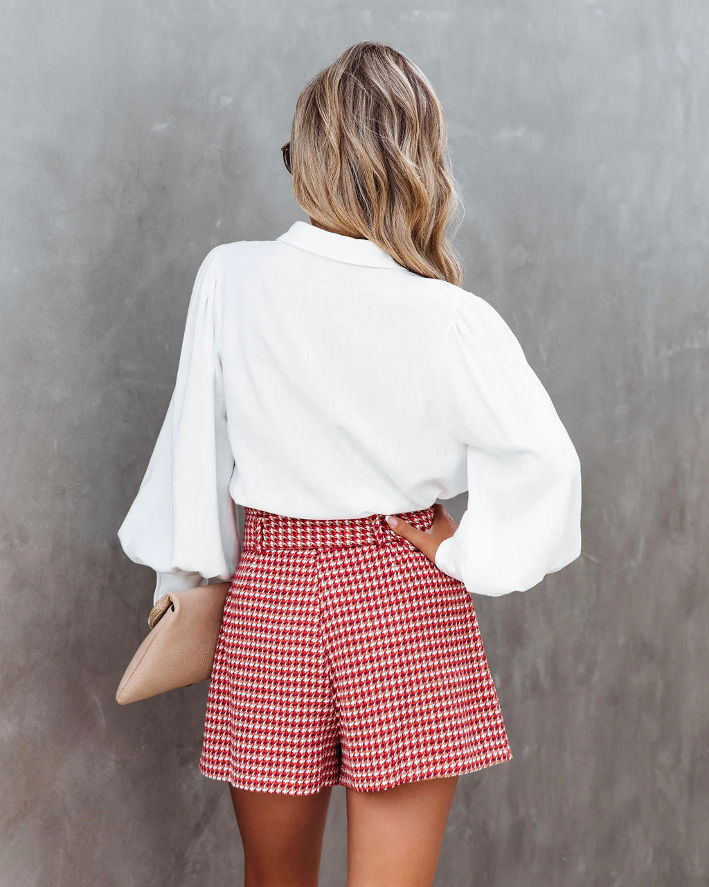 For The Record Houndstooth Belted Shorts - Image 8