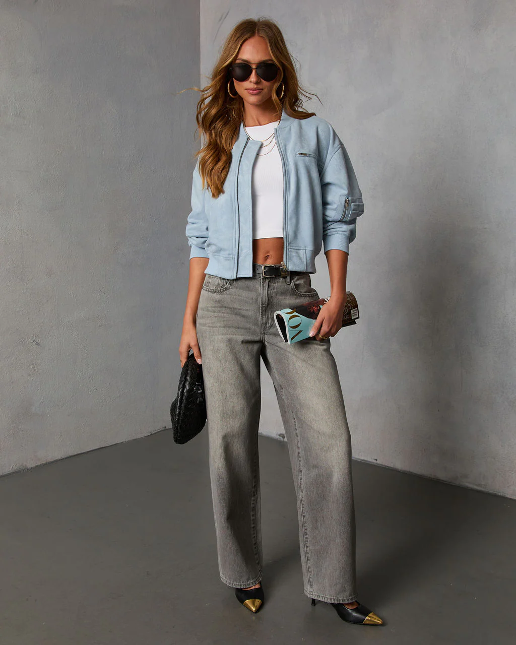 Forward Motion Faux Suede Bomber Jacket - Image 2