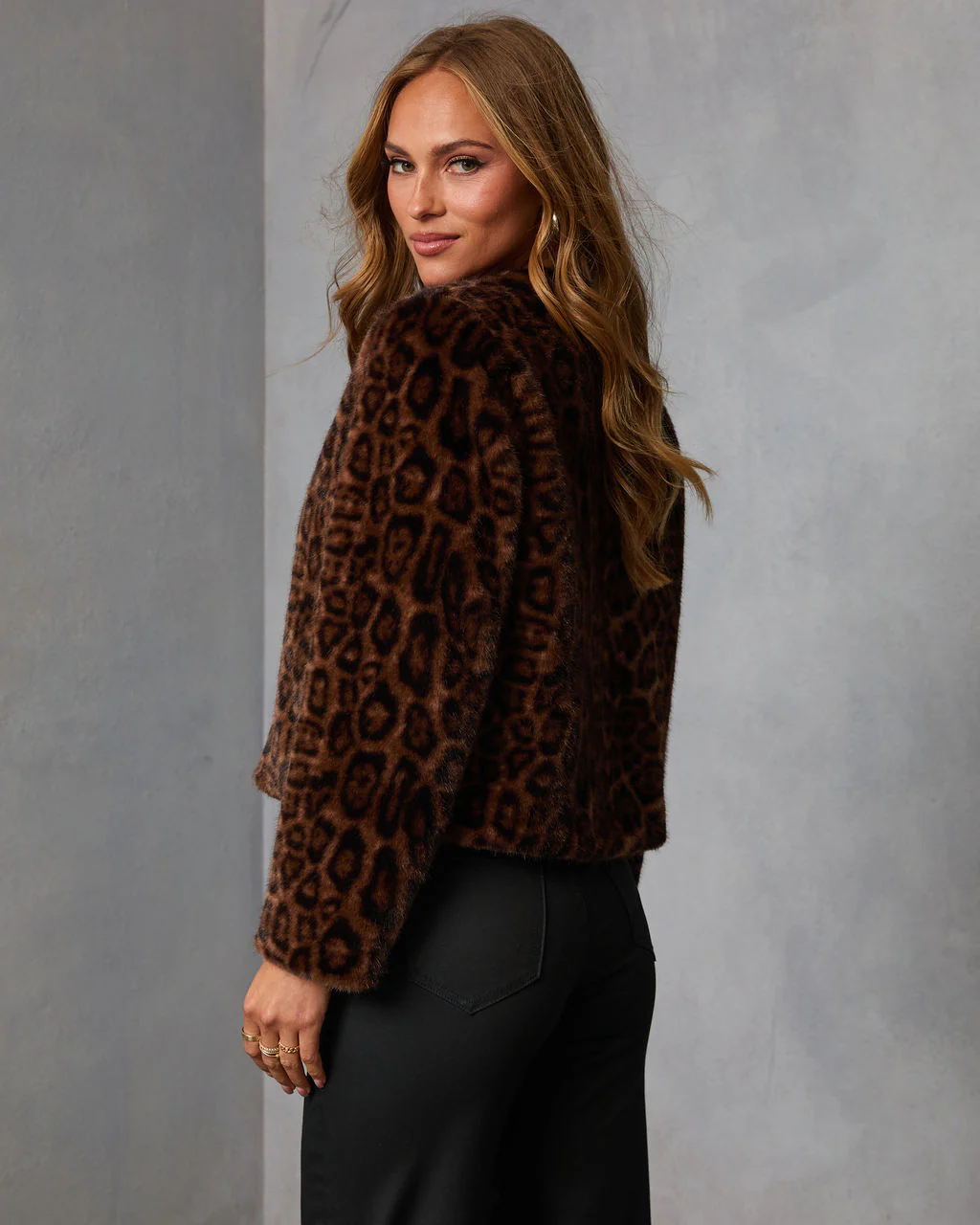 Foxshade Leopard Print Faux Fur Jacket - Image 4