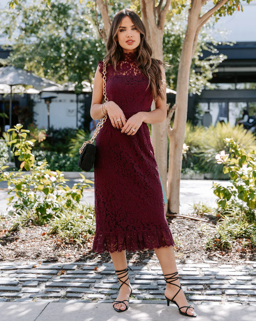 Frances Lace Ruffle Midi Dress - Image 3