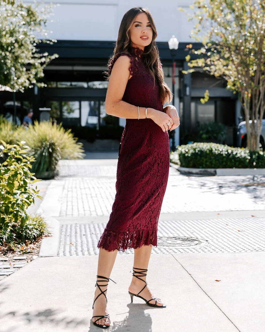 Frances Lace Ruffle Midi Dress - Image 5
