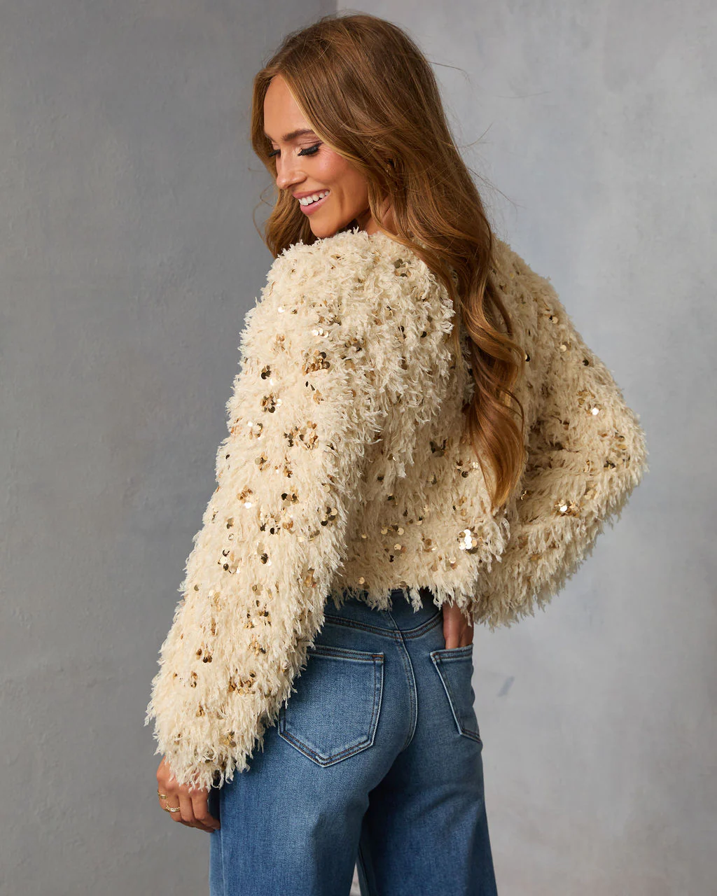 Francia Shaggy Metallic Sequin Sweater - Image 4