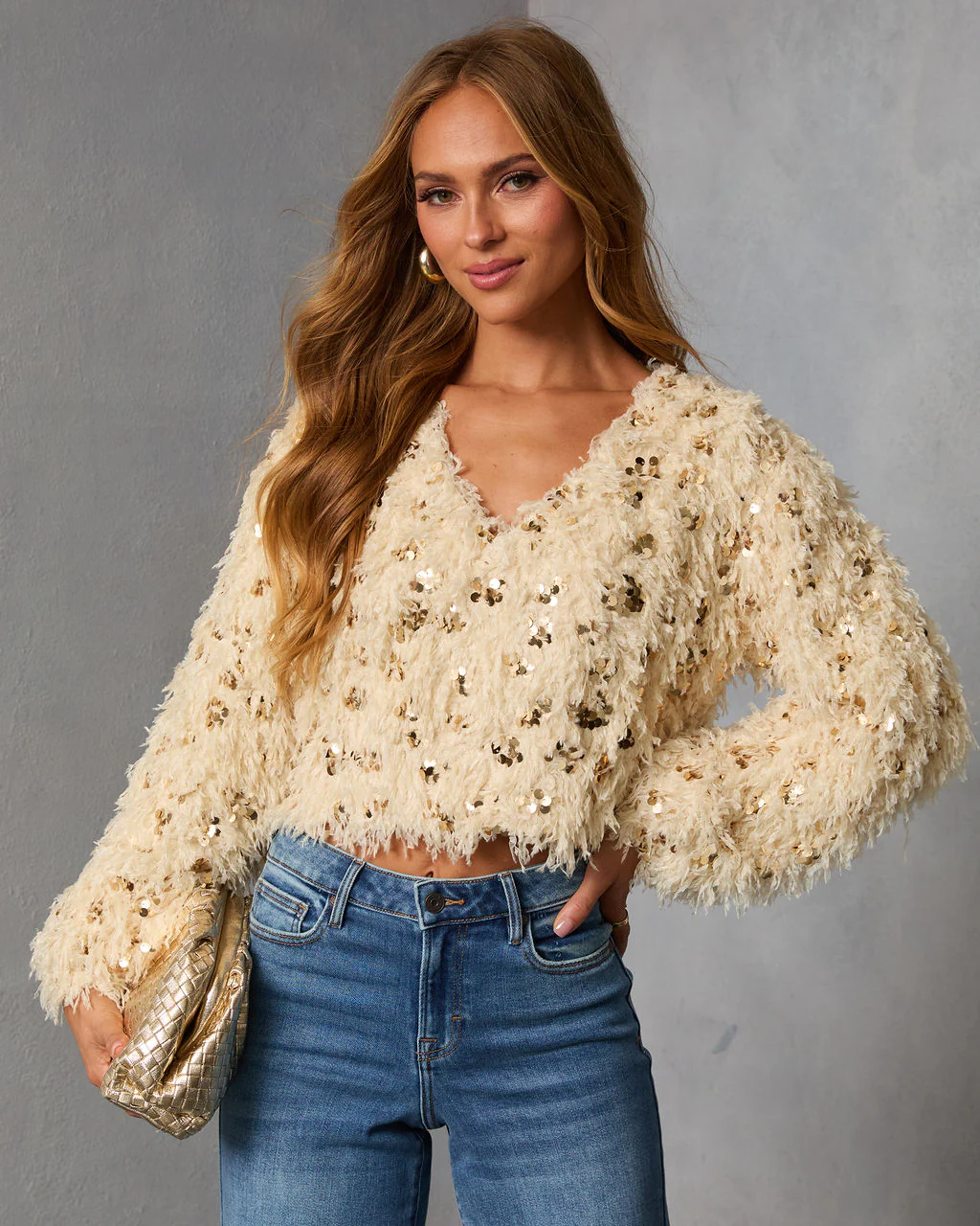 Francia Shaggy Metallic Sequin Sweater - Image 5