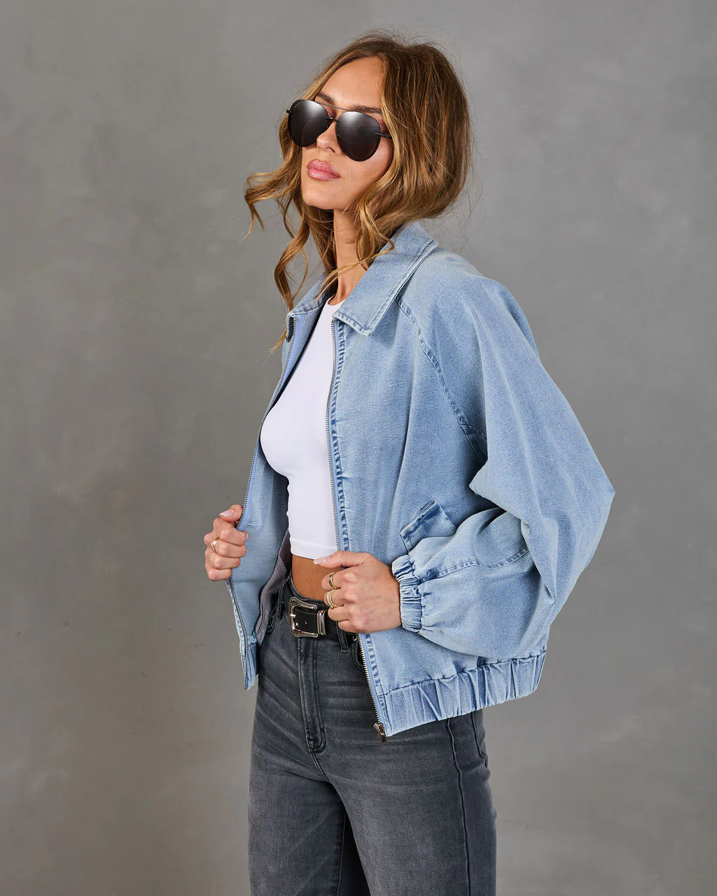 Free Spirits Denim Bomber Jacket - Image 3