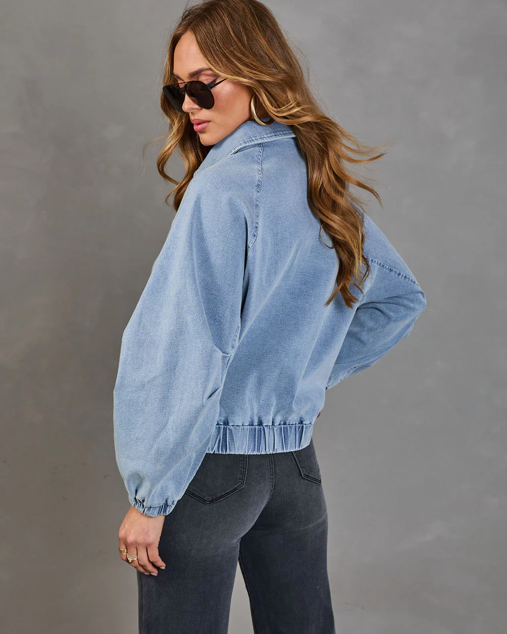 Free Spirits Denim Bomber Jacket - Image 4