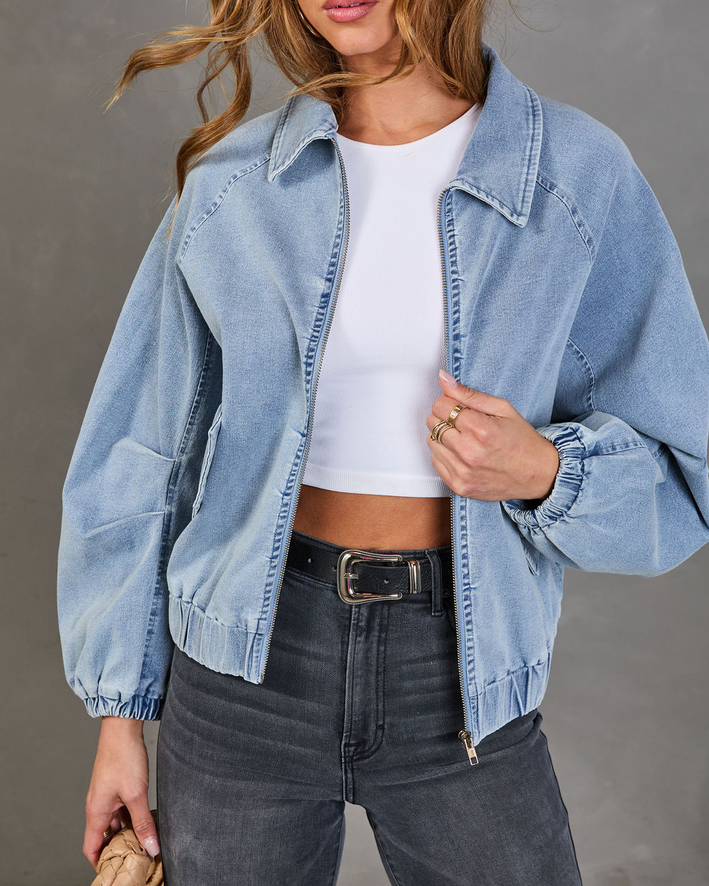 Free Spirits Denim Bomber Jacket - Image 5