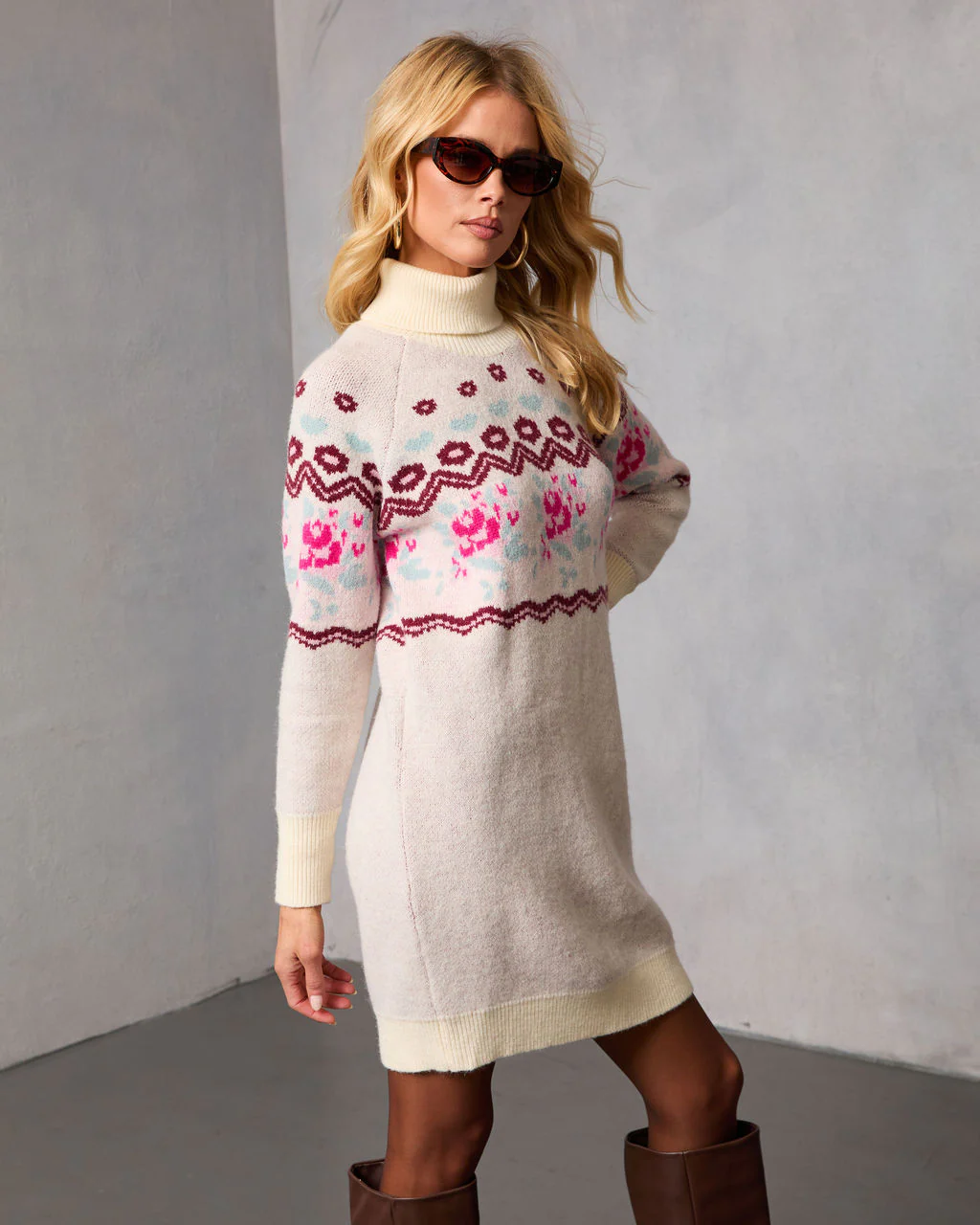 Frost Meadow Abstract Mini Sweater Dress - Image 3