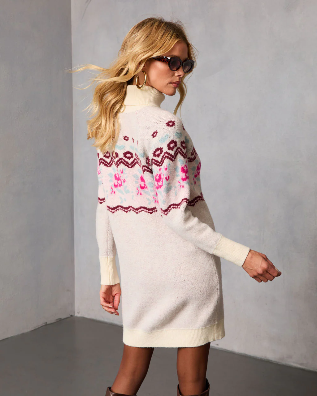 Frost Meadow Abstract Mini Sweater Dress - Image 4