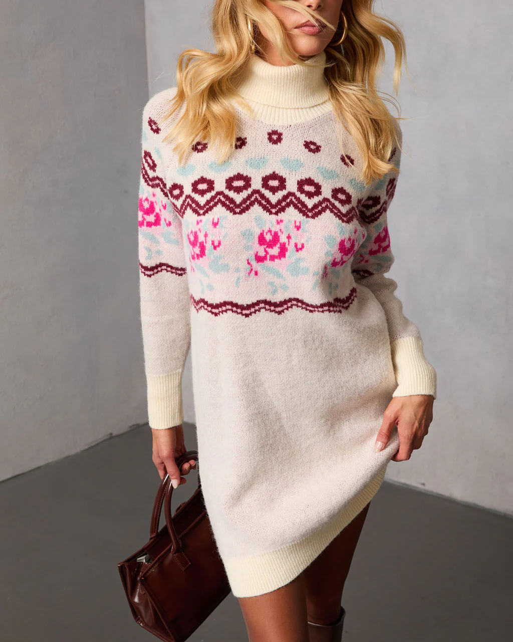 Frost Meadow Abstract Mini Sweater Dress - Image 5