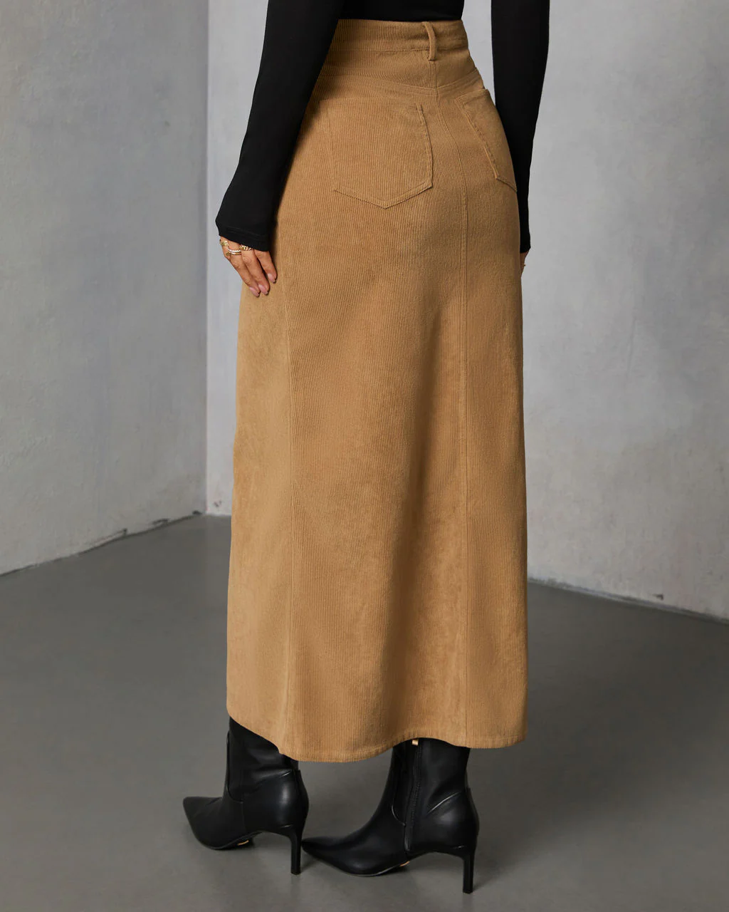 Ganita Corduroy Slit Midi Skirt - Image 4
