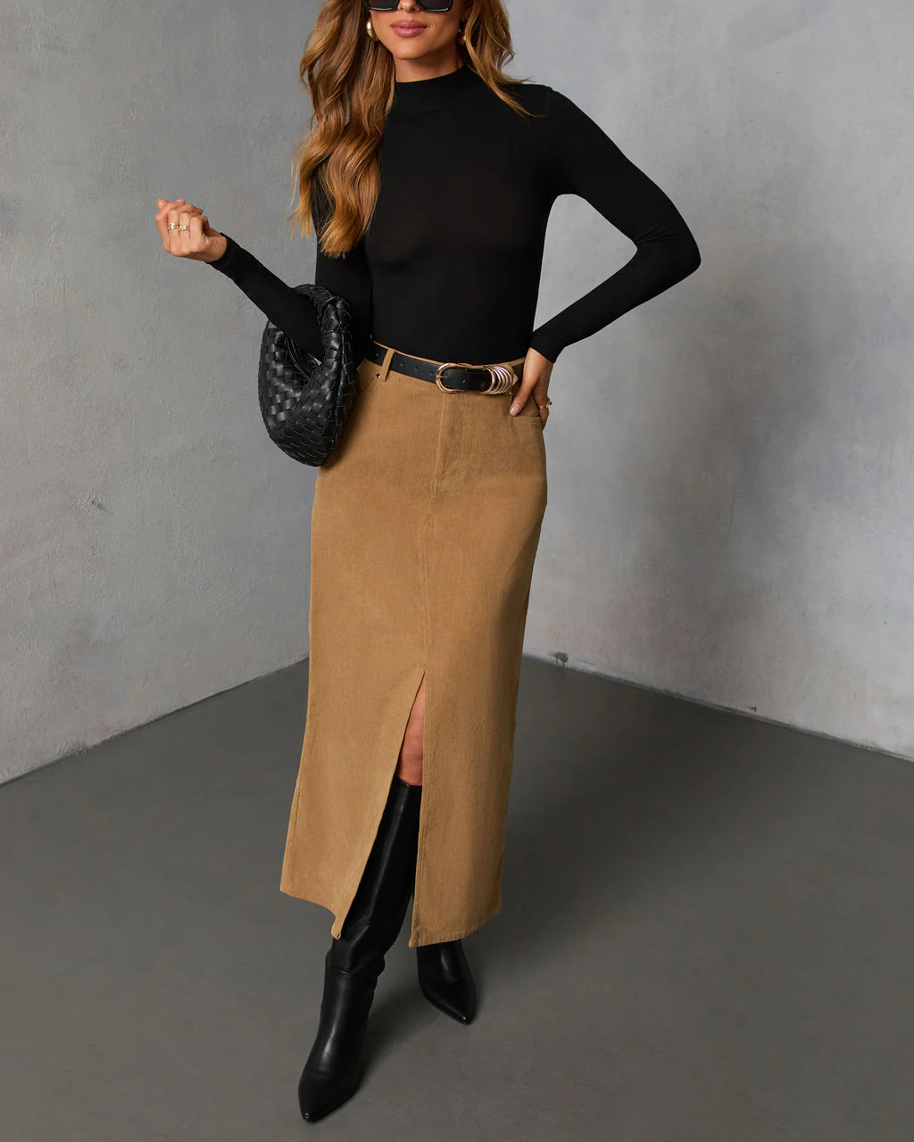 Ganita Corduroy Slit Midi Skirt - Image 5