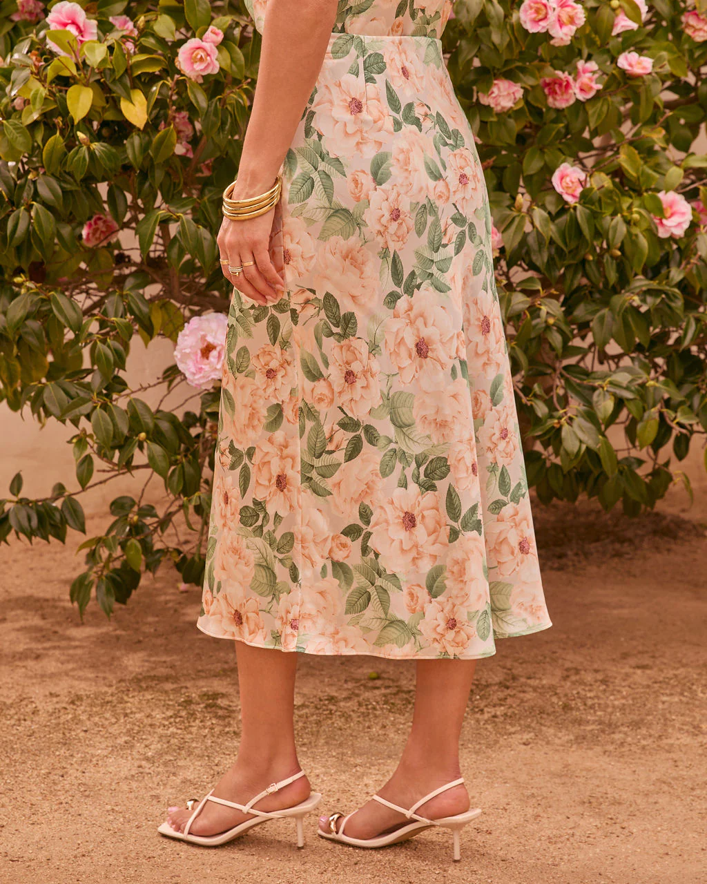 Garden Affair Floral Satin Midi Skirt - Image 4