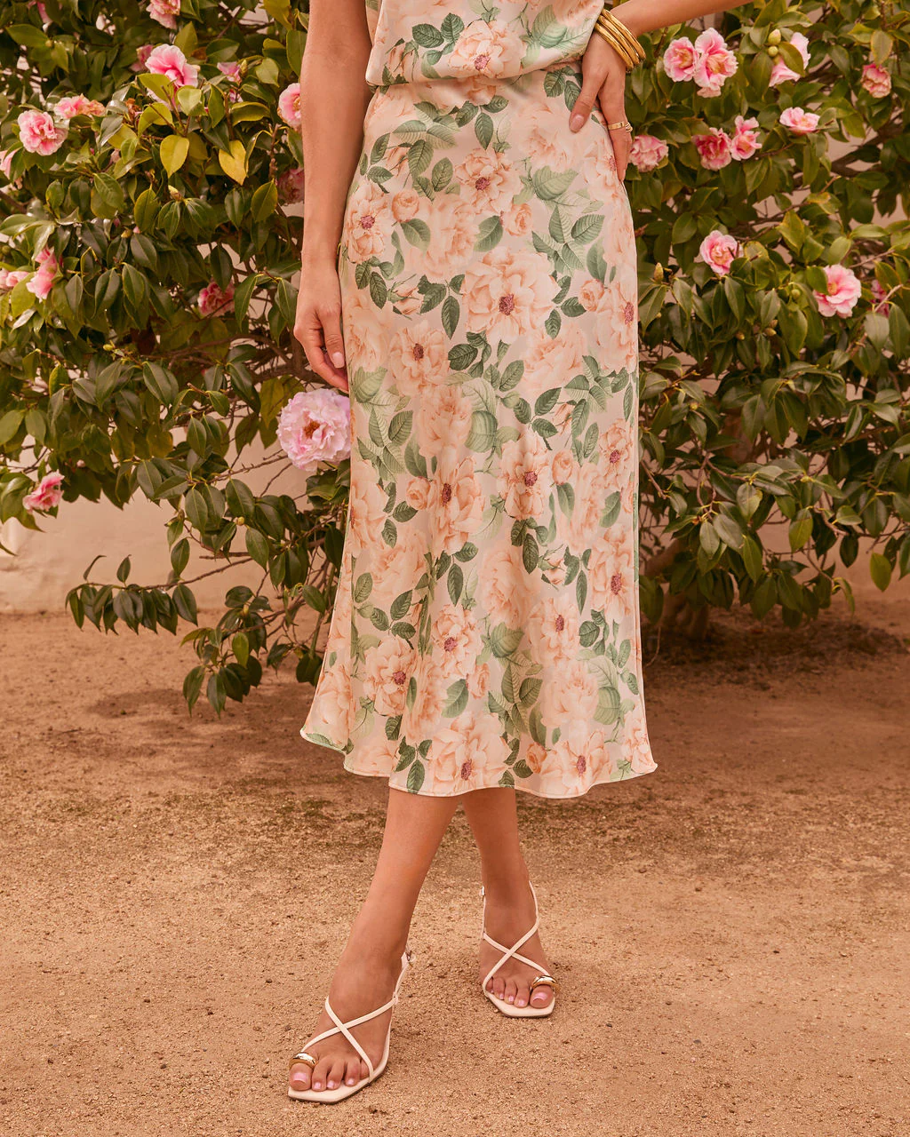 Garden Affair Floral Satin Midi Skirt - Image 5
