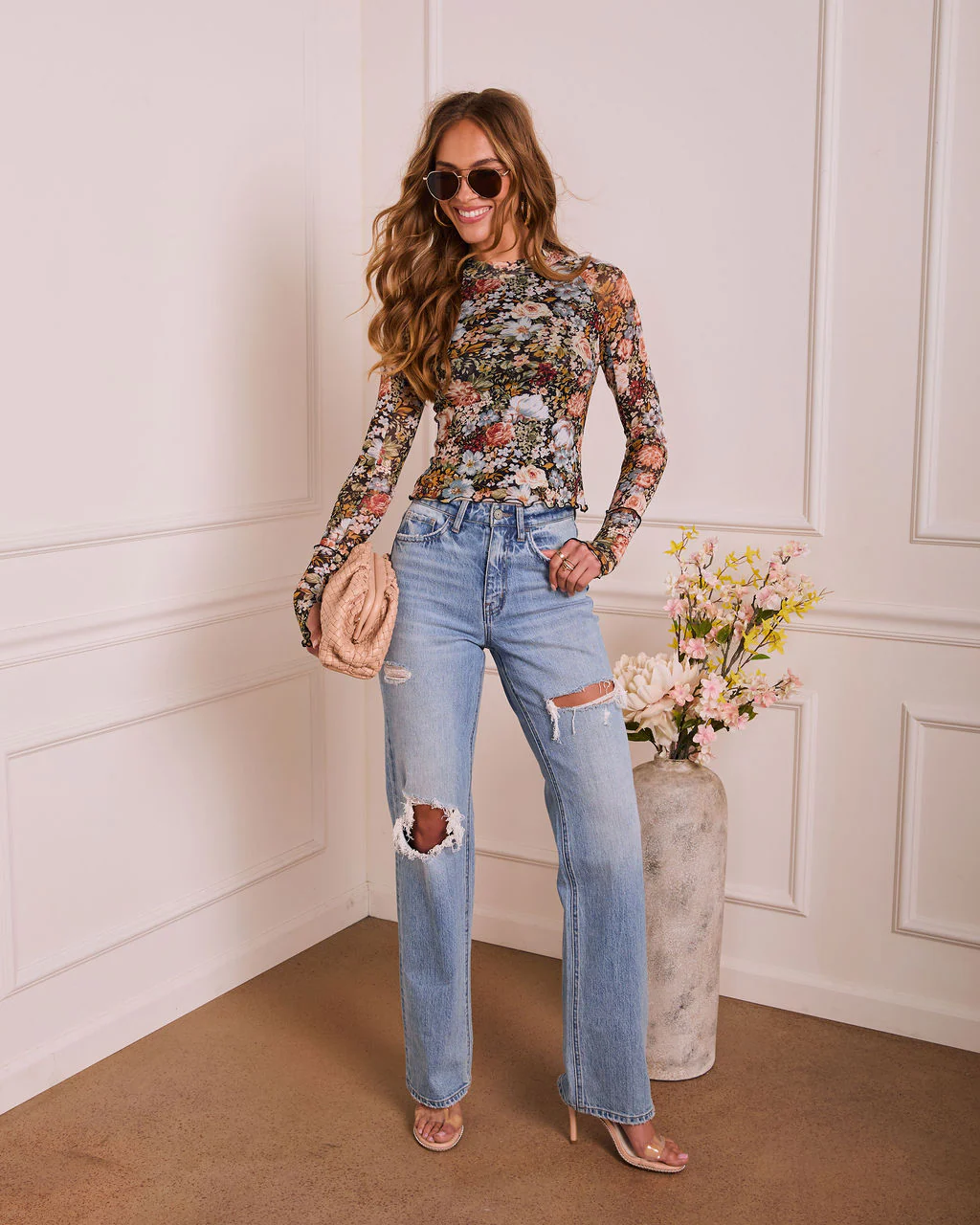 Garden Muse Floral Mesh Mockneck Top - Image 2