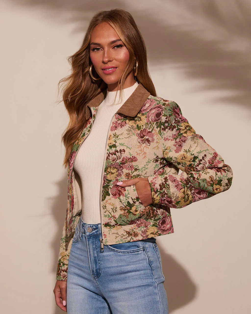Garden Rose Linen Floral Tapestry Jacket - Image 3