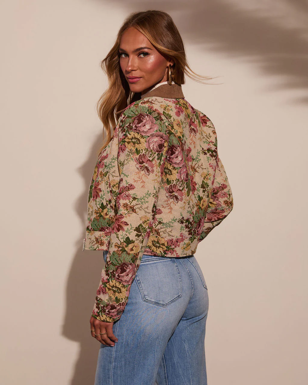 Garden Rose Linen Floral Tapestry Jacket - Image 4