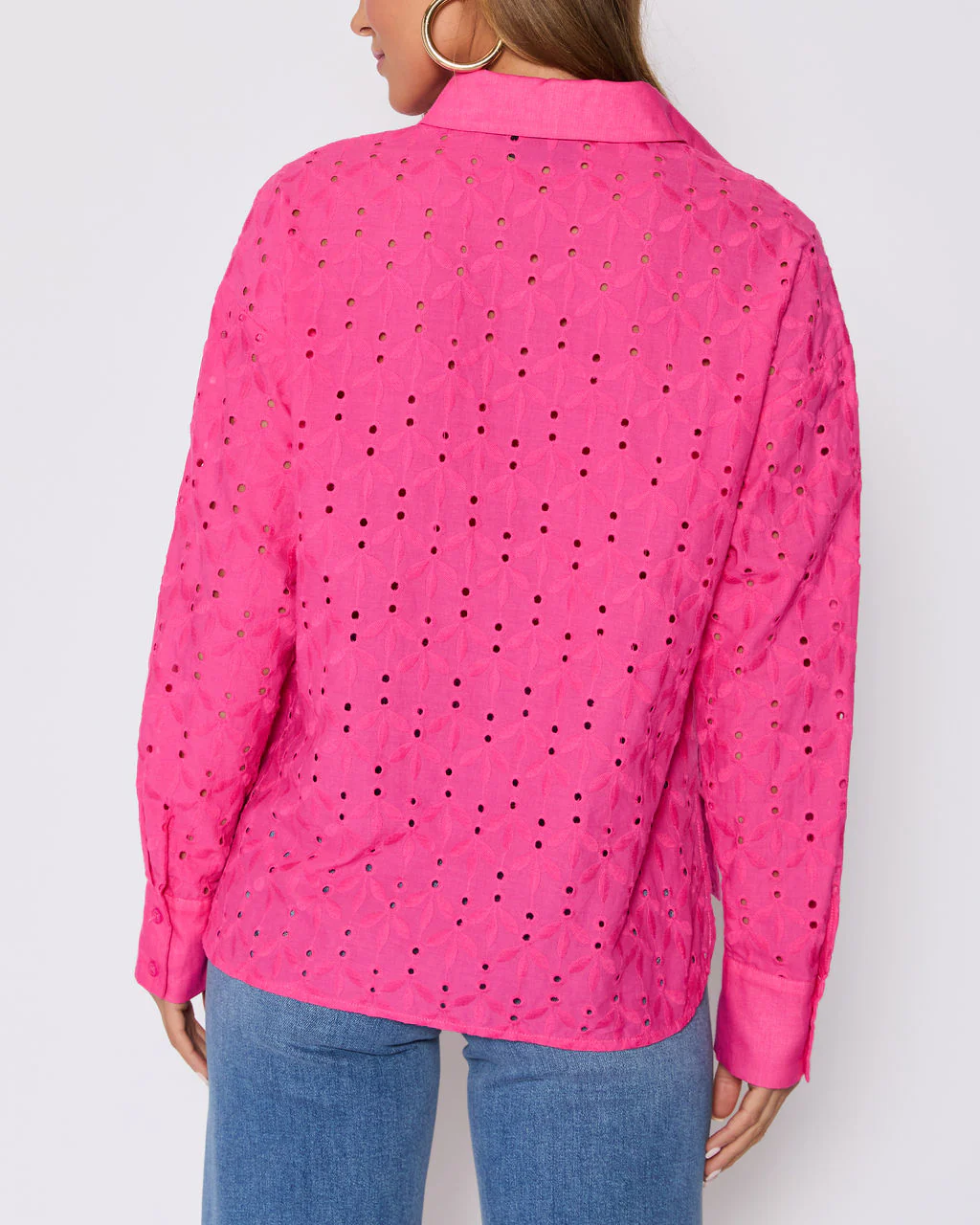 Garden Stroll Eyelet Floral Button Down Top - Image 10
