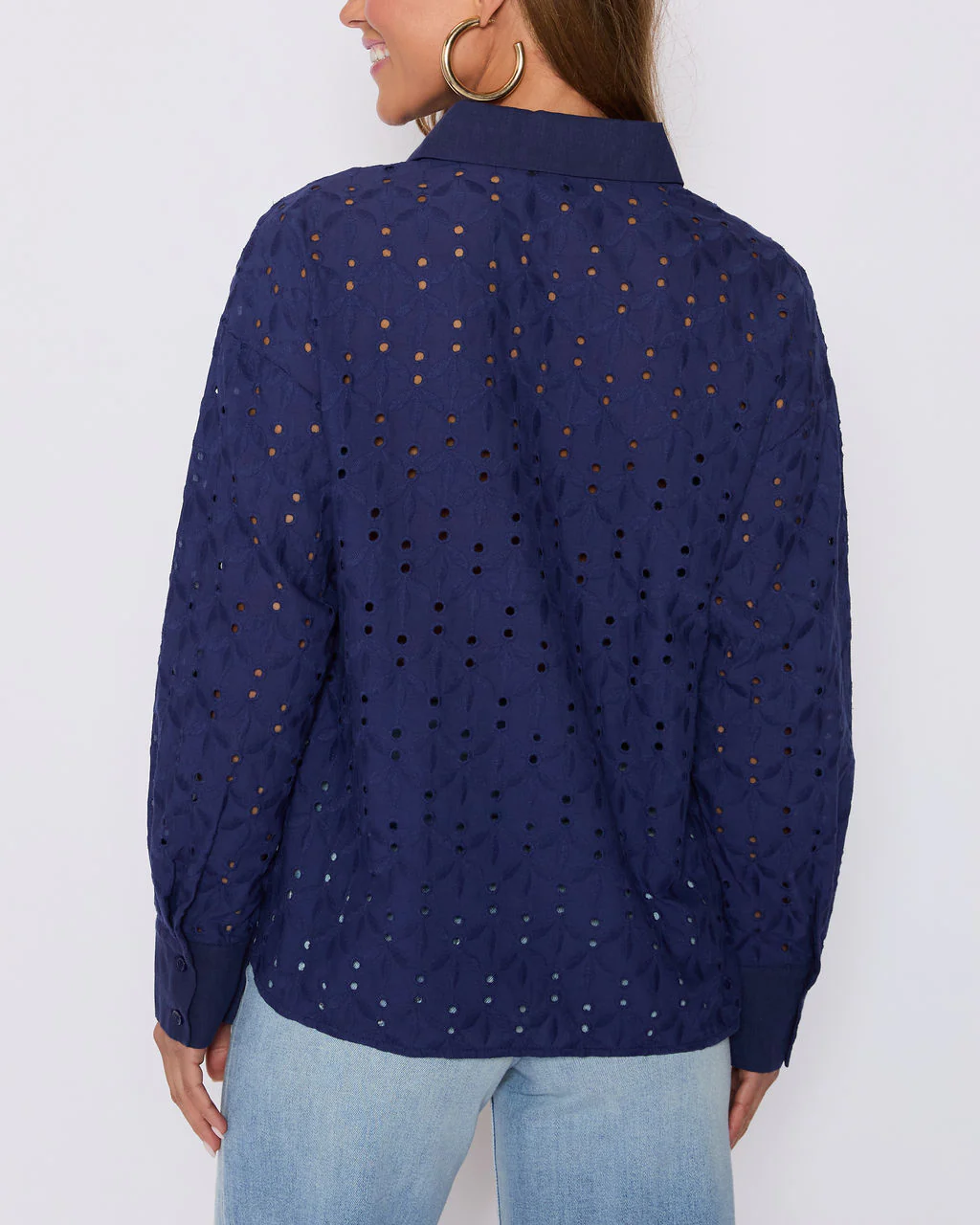 Garden Stroll Eyelet Floral Button Down Top - Image 4