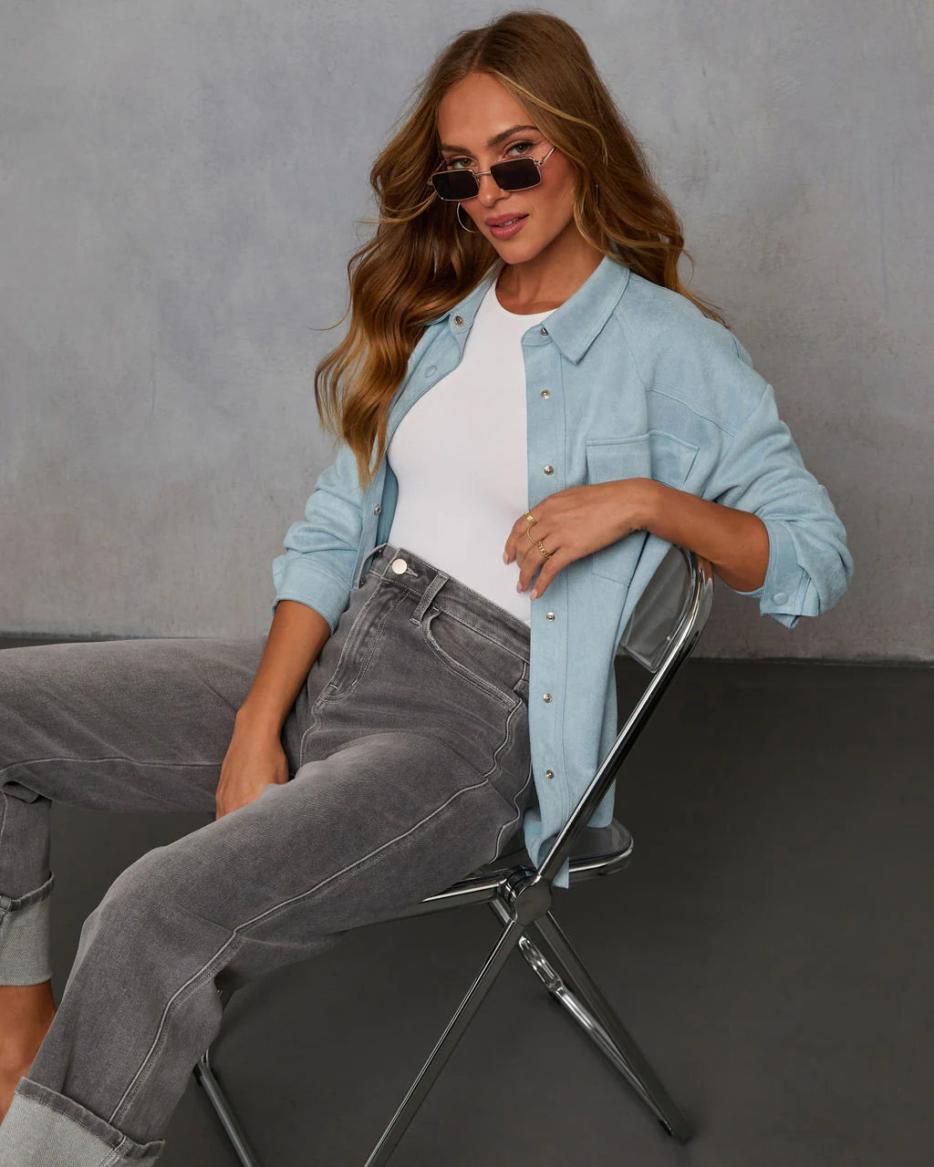 Airelle Faux Suede Button Down Top - Image 9