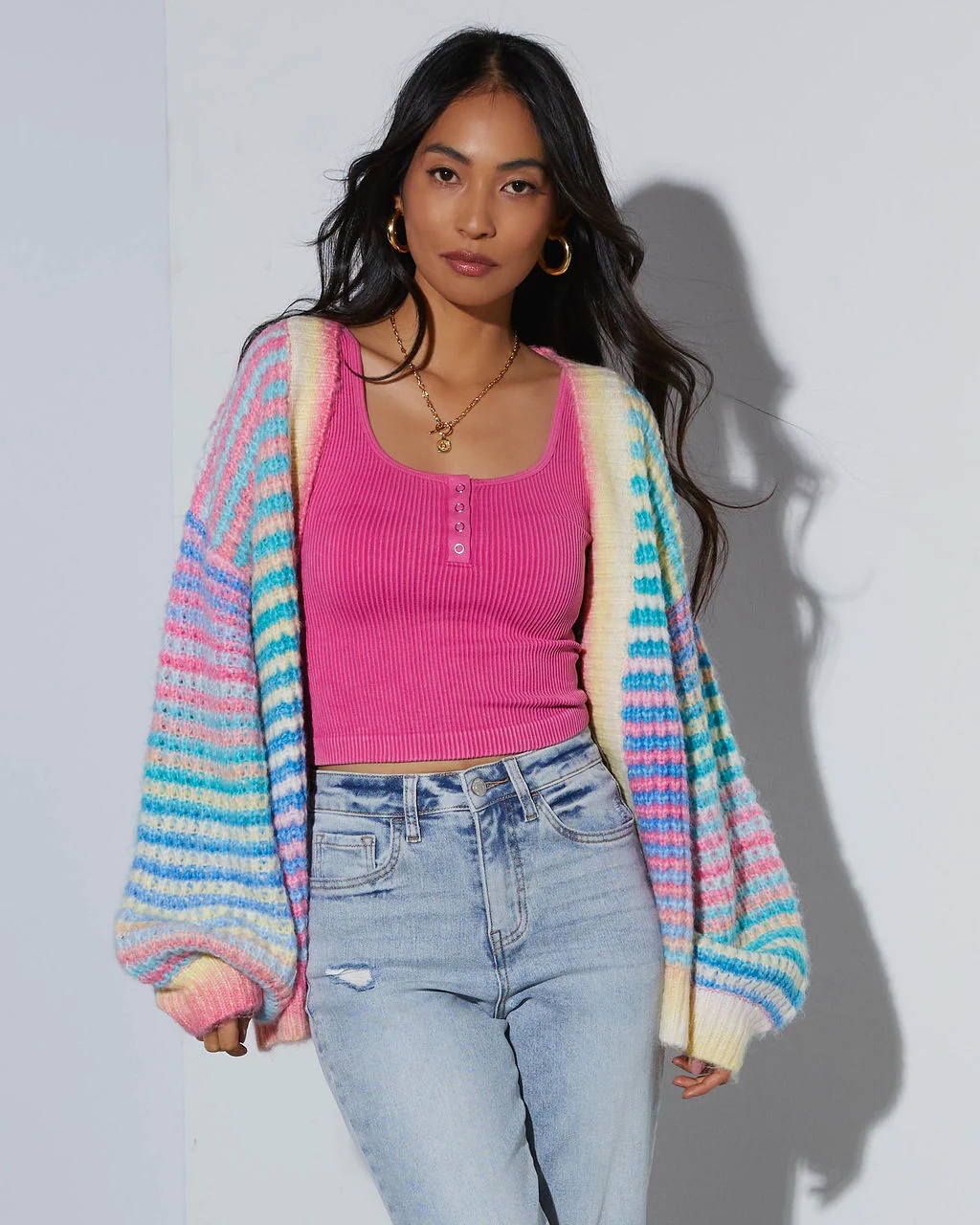 Gayle Knit Stripe Open Front Cardigan - Image 3