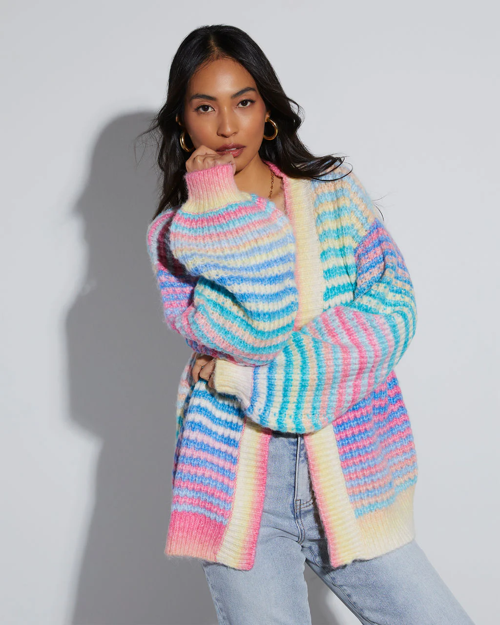 Gayle Knit Stripe Open Front Cardigan - Image 4