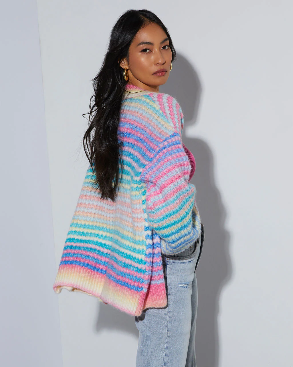 Gayle Knit Stripe Open Front Cardigan - Image 5