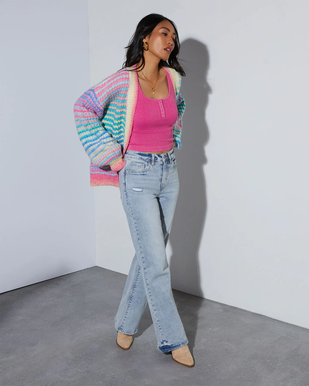 Gayle Knit Stripe Open Front Cardigan - Image 6