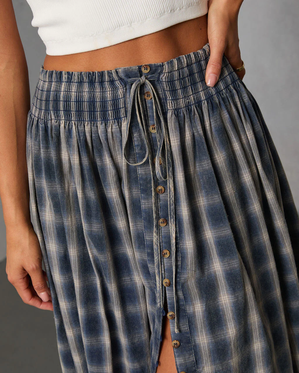 Gesibella Ruffle Hem Plaid Maxi Skirt - Image 6