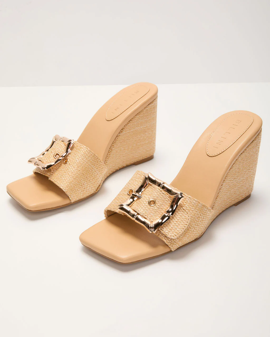 Giavanna Buckle Straw Wedge - Image 2