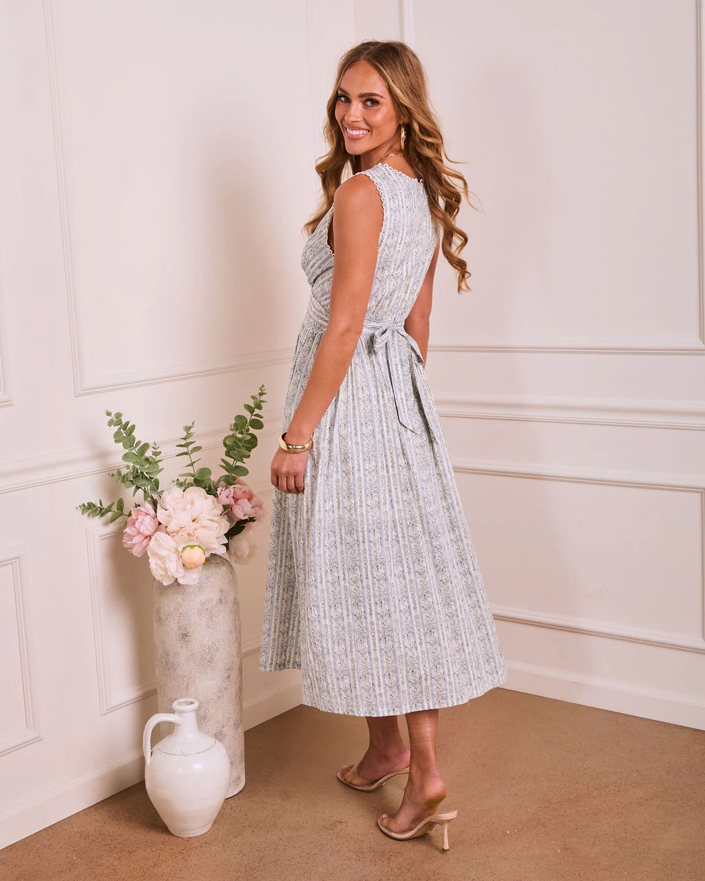 Gilded Garden Floral Loop Trim Maxi Dress - Image 4
