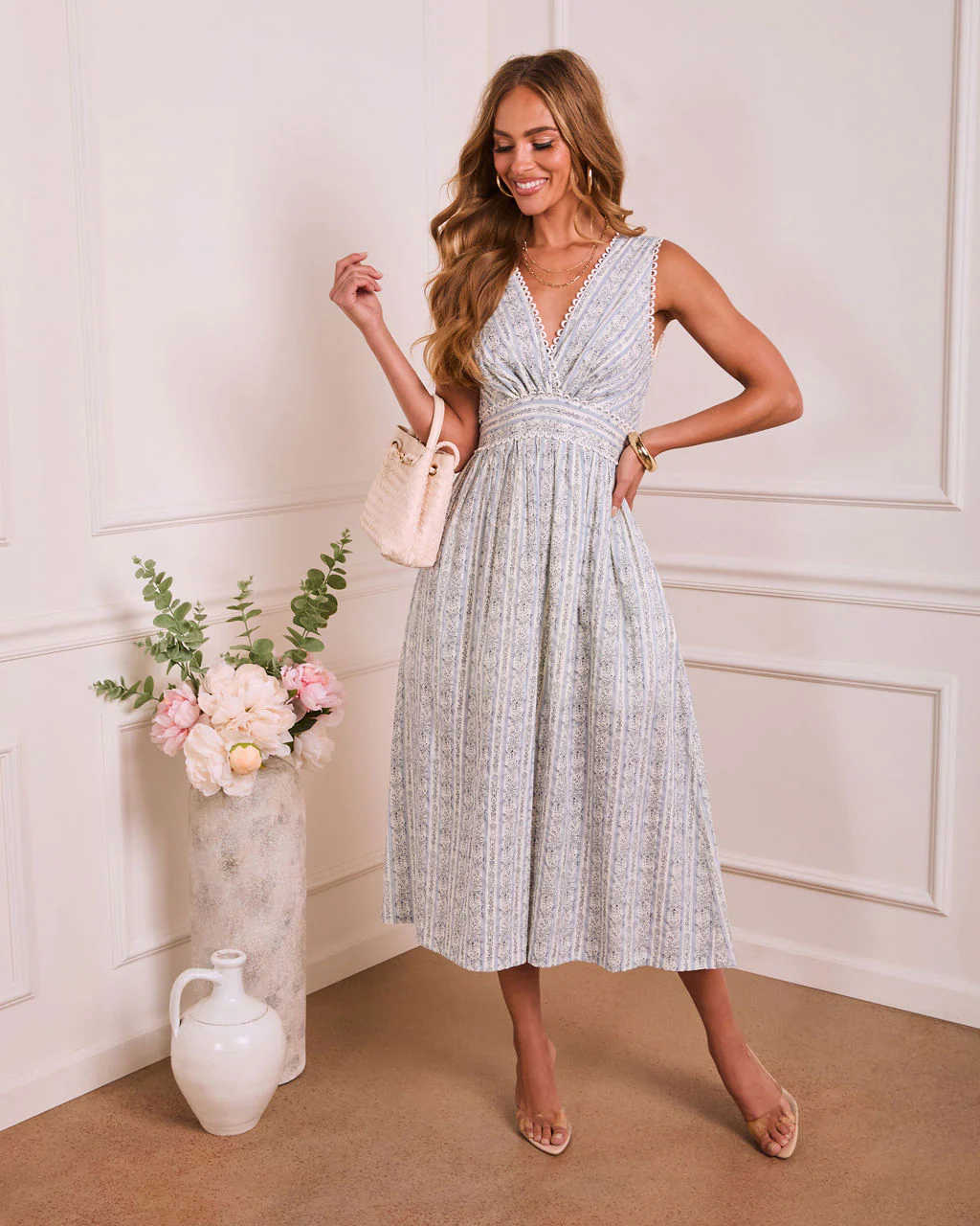 Gilded Garden Floral Loop Trim Maxi Dress - Image 6
