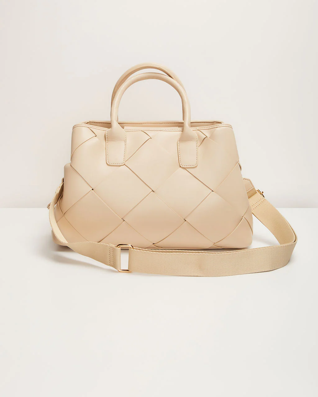 Giorgia Faux Leather Woven Top Handle Bag - Image 4