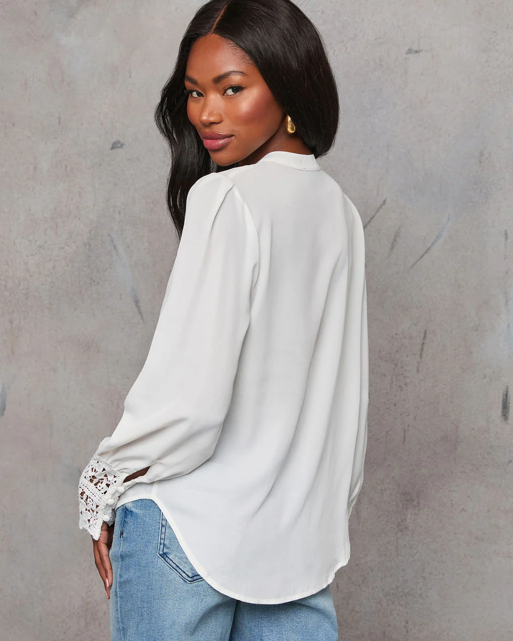 Girl Crush Lace Cuff Button Down Blouse - Image 4