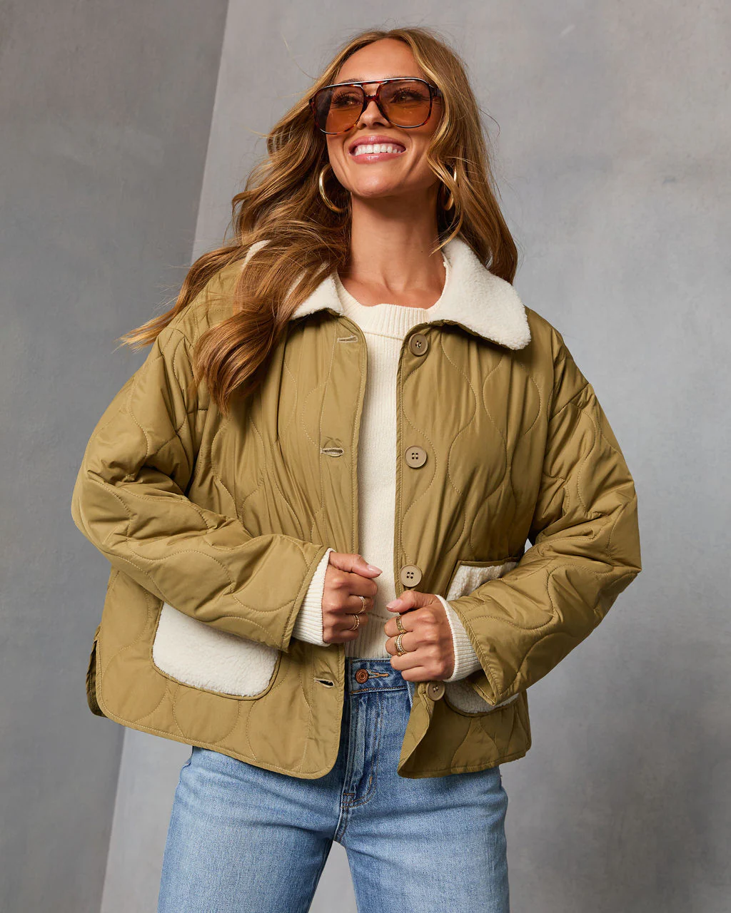 Glazed Mornings Sherpa Trim Quilted Puffer Jacket