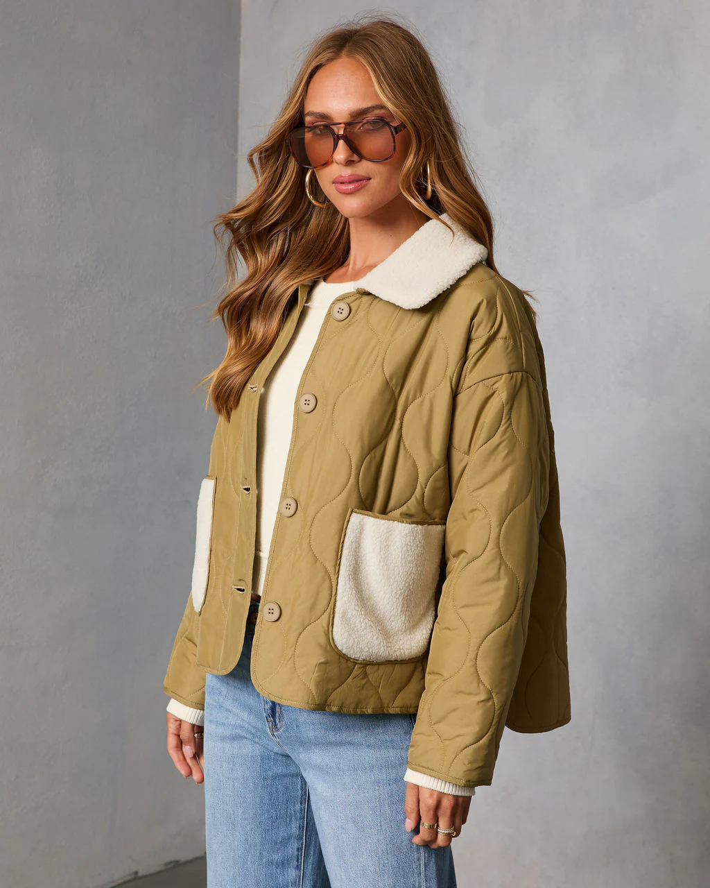 Glazed Mornings Sherpa Trim Quilted Puffer Jacket - Image 3